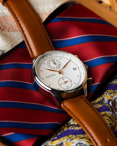 About Vintage 1834 Chronograph Brown Watch on Tie