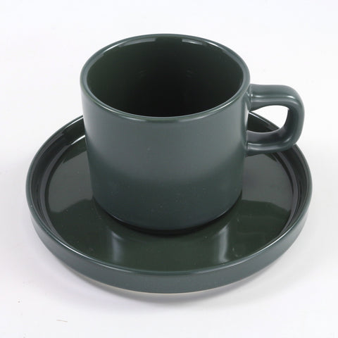 Blomus Pilar Stoneware Coffee Cups With Saucers Set of 2 - Agave Green