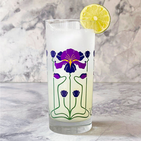 Art Nouveau Purple Iris Highball Glasses (Set of 2)