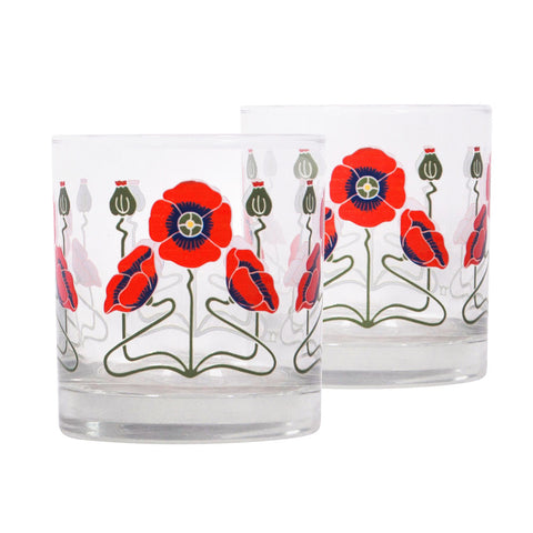 Art Nouveau Red Poppy DOF Glasses (Set of 2)