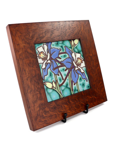 Carly Quinn Columbines Oak Framed Ceramic Tile