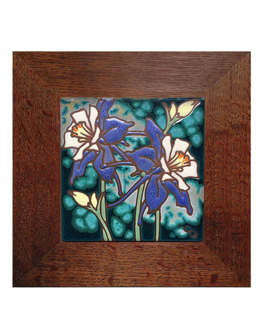 Columbines Ceramic Tile in Quartersawn White Oak Frame