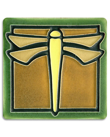 Motawi Dragonfly Green Tile