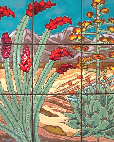 Carly Quinn Desert Scene Tile Mural 18” x 36”