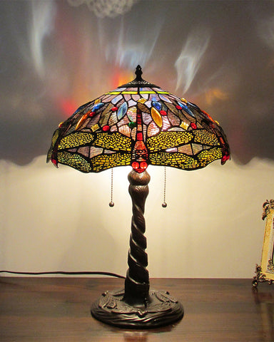 Arts & Crafts “Dragan” Stained Glass Table Lamp