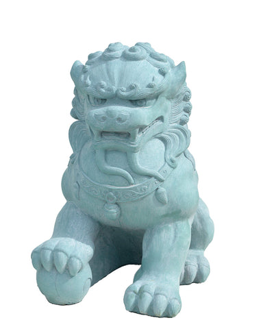 Fu Dog (Male) in Cast Stone (Copper Patina)