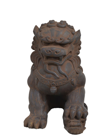 Fu Dog (Female) in Cast Stone (Walnut)