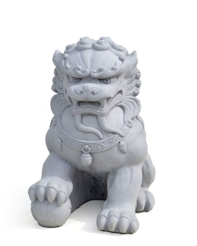 Fu Dog (Male) in Cast Stone - Antique Grey