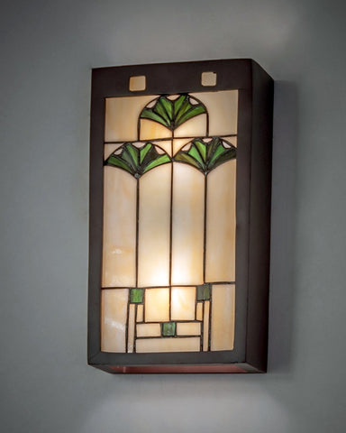 Arts & Crafts Ginkgo Stained Glass Wall Sconce