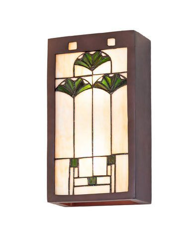 Arts & Crafts Ginkgo Stained Glass Wall Sconce