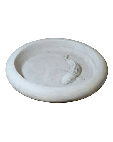 Koi Pond Bird Bath in Cast Stone Antique Grey