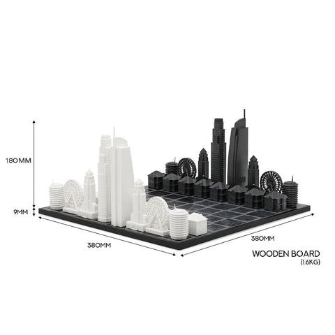 Los Angeles Skyline Chess Set - Wood Map Board