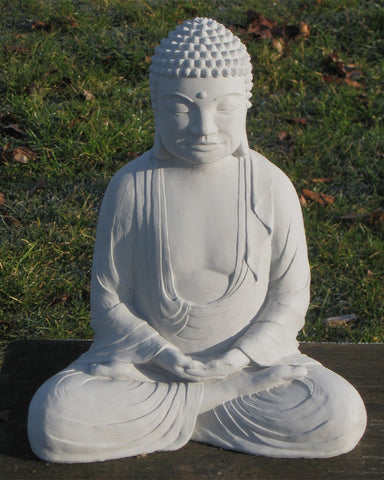 Meditating Buddha in Cast Stone (Antique Grey)