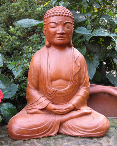 Meditating Buddha in Cast Stone (Terra Cotta)