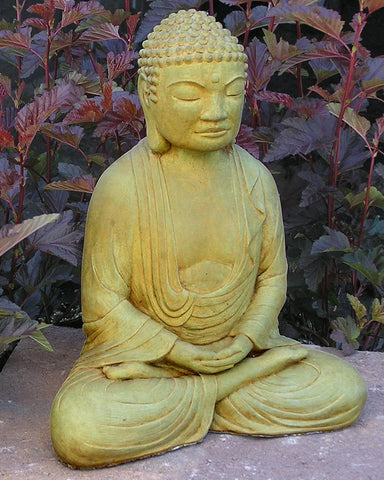 Meditating Buddha in Cast Stone (Weathered Bronze)