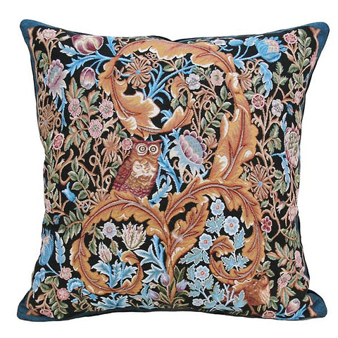 William Morris Owl and Pigeon Tapestry Pillow