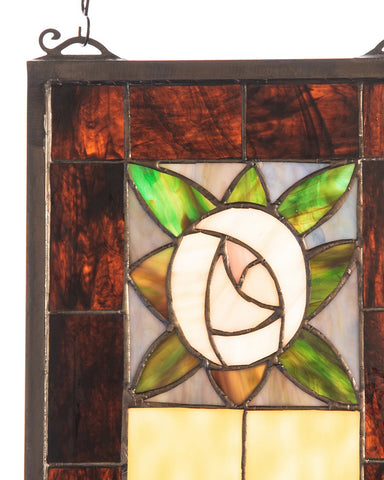 Arts & Crafts Pasadena Rose Stained Glass Window Vertical Panel