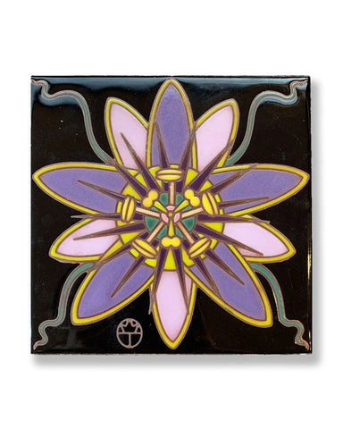 Passion Flower Ceramic Tile in Quartersawn White Oak Frame