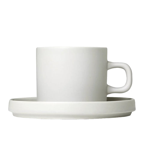 Blomus Pilar Stoneware Coffee Cups With Saucers - Moonbeam