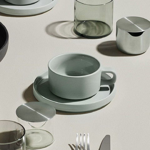 Blomus Pilar Stoneware Coffee Cups With Saucers