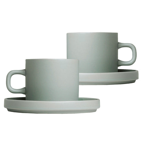 Blomus Pilar Stoneware Coffee Cups With Saucers Set of 2