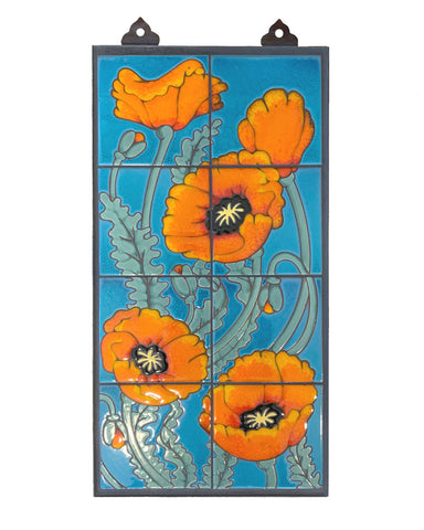 Carly Quinn Poppies on Seamist Tile Mural 12" x 24" - Right