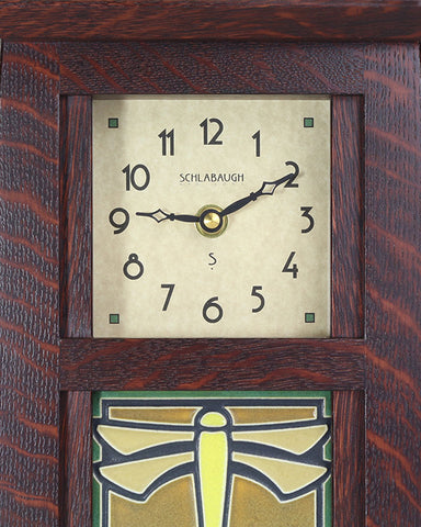 Arts and Crafts Motawi Dragonfly Green Tile Mantel Clock