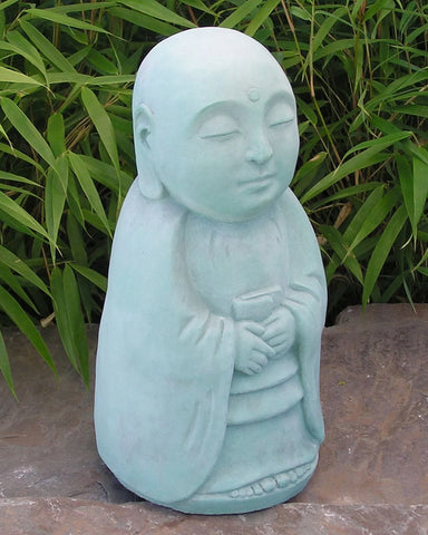 Standing Jizo in Cast Stone (Copper Patina)