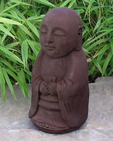 Standing Jizo in Cast Stone (Walnut)