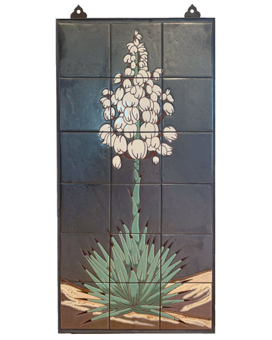 Carly Quinn Yucca on Silver Tile Mural 18" x 36"