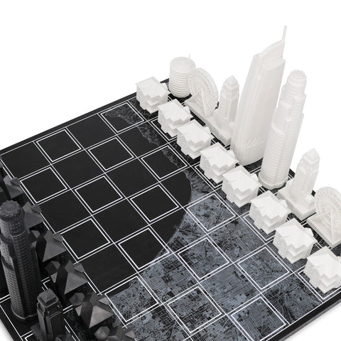 Los Angeles Skyline Chess Set - Wood Map Board