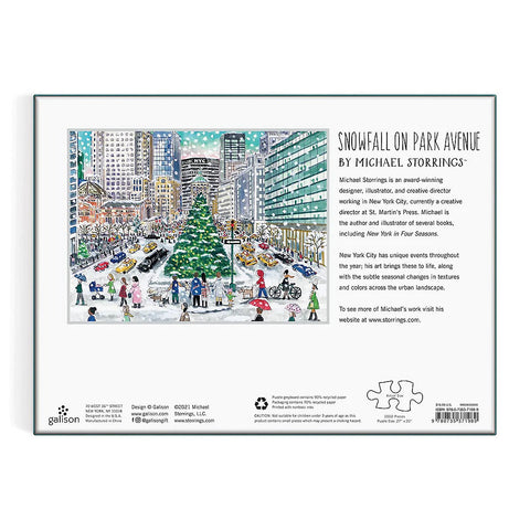 Snowfall on Park Avenue by Michael Storrings 1000 Piece Jigsaw Puzzle Back